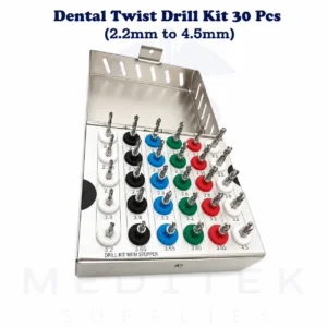 MediTek 30pcs Dental Twist Drill Kit | 2.2mm–4.5mm Set