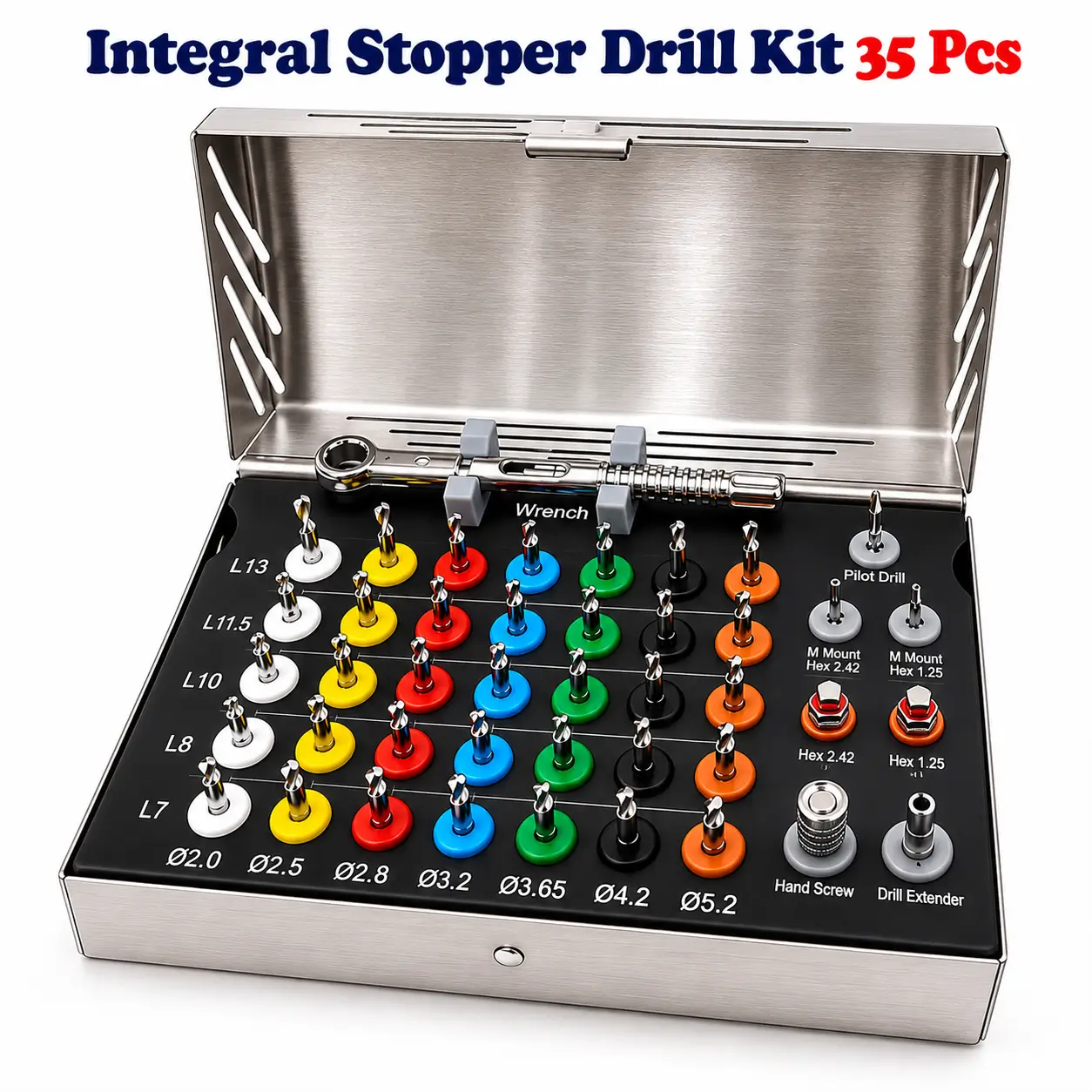 35pcs Integral Stopper Drill Kit – Dental Implant Surgical Burs CE