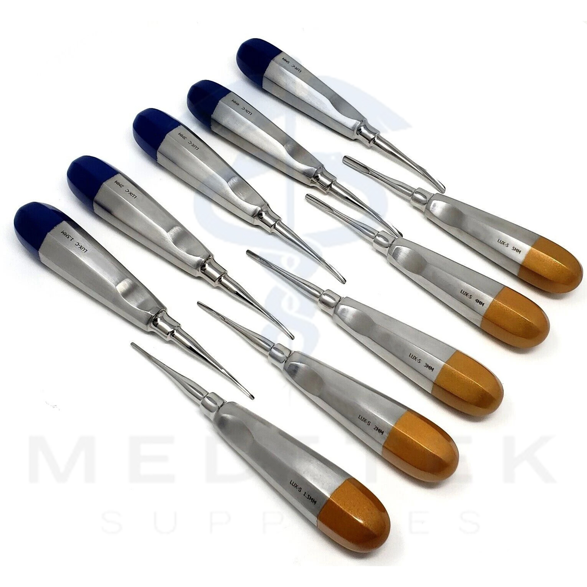 10 Pcs Luxating Elevators Set Straight 1.5–5mm Blue & Gold – Dental Extraction CE - Image 2