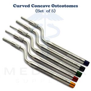 5 Pcs Sinus Lift Osteotome Set Angled Concave Tips 2.6mm–5.0mm