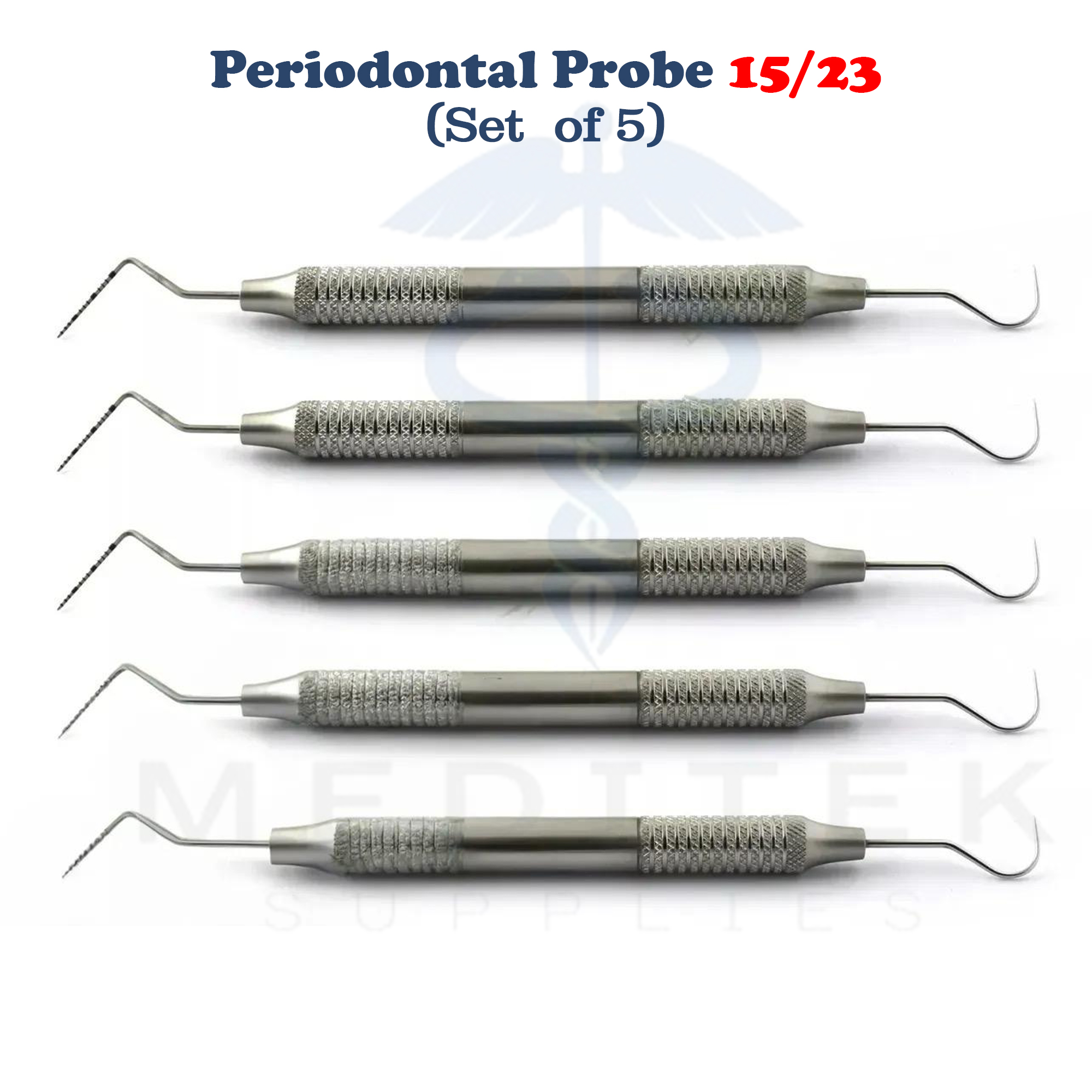 5PCS UNC 15/23 Color-Coded Periodontal Probe Set – Ergonomic Hollow Handle Kit