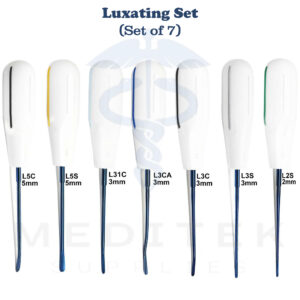 7pc Blue Titanium Luxating Root Elevators Set – Dental Extraction Instruments