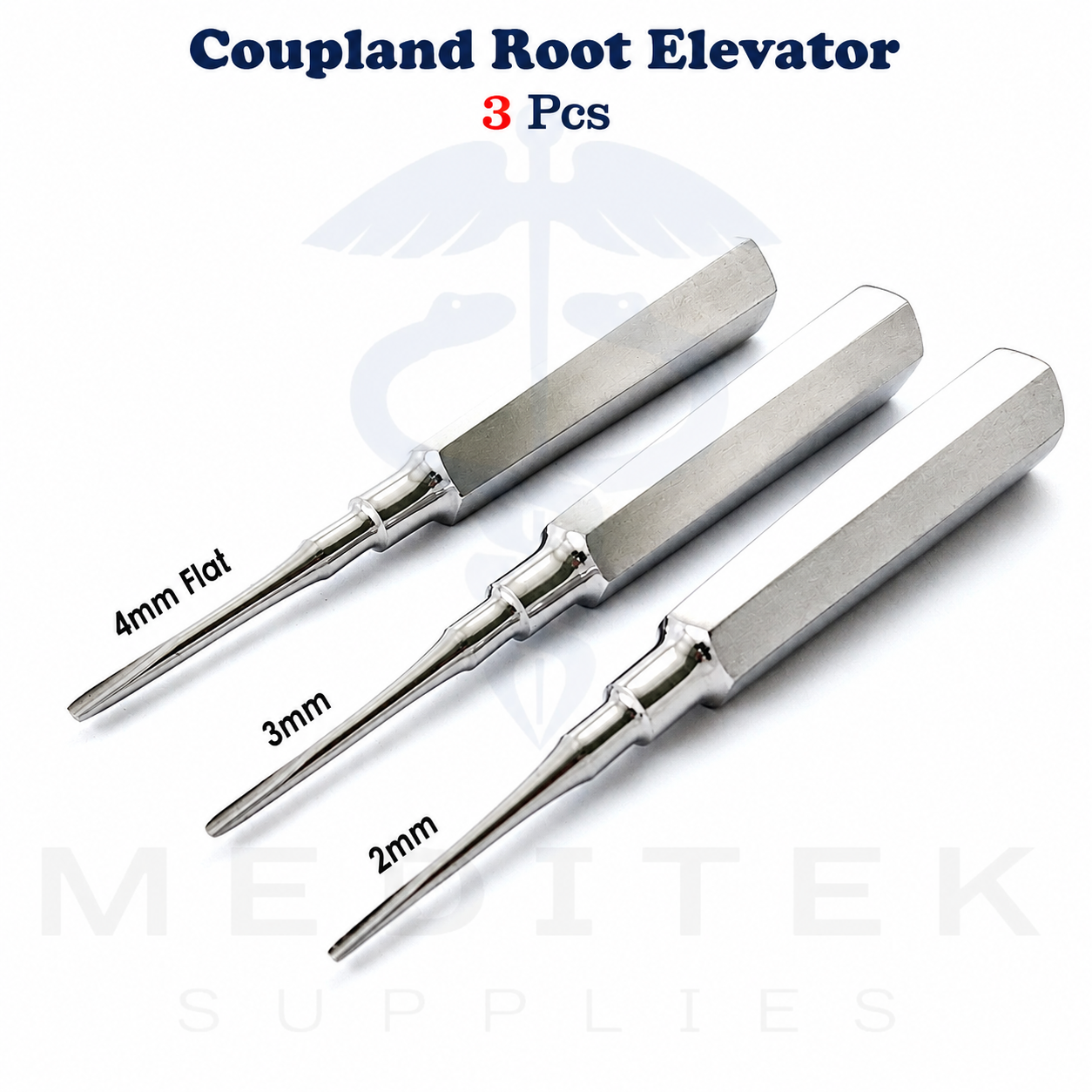 3 Pcs Coupland Dental Root Elevators Set 2mm 3mm 4mm – PDL Luxating CE