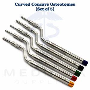 5 Pcs Sinus Lift Osteotome Set Angled Concave Tips 2.6mm–5.0mm