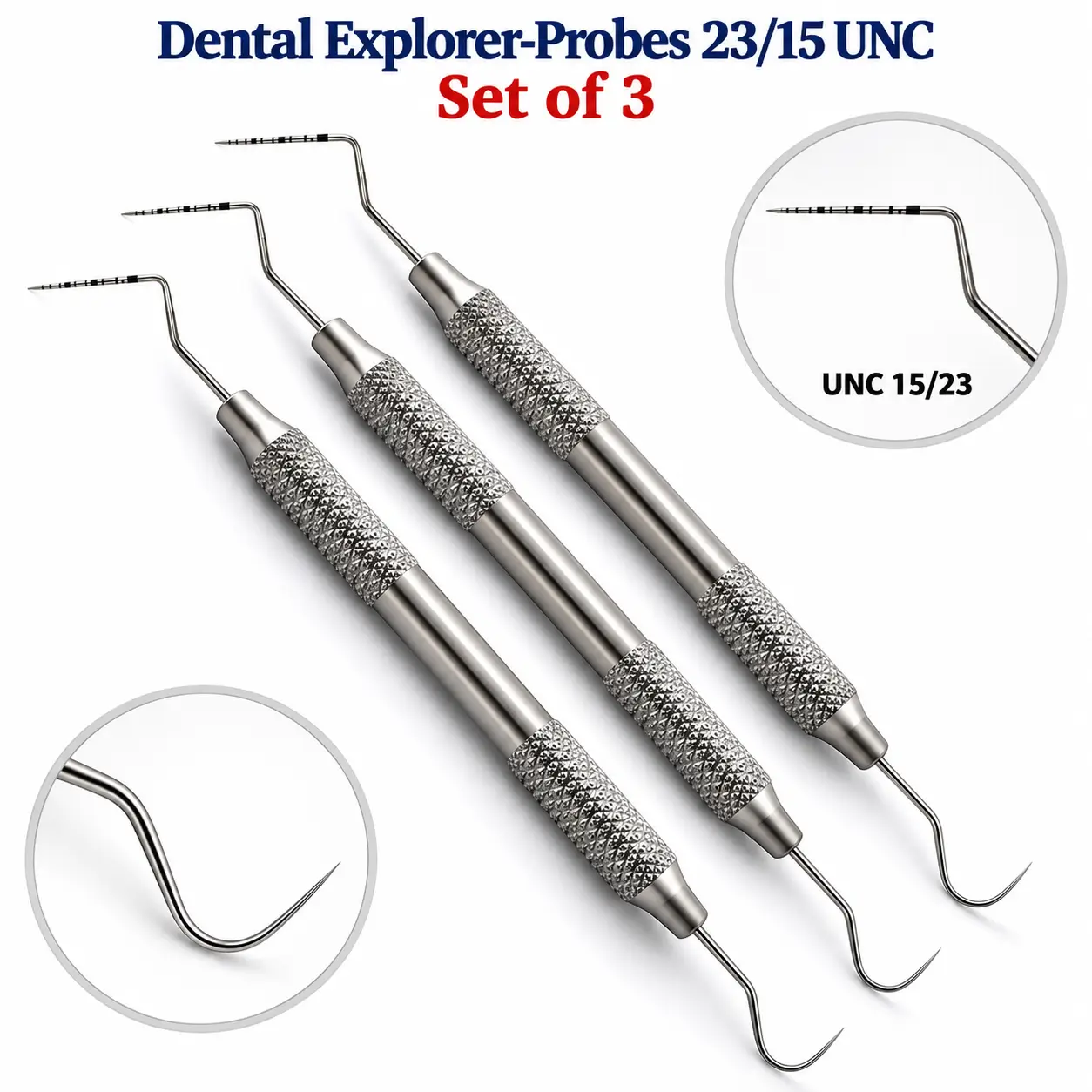3x Dental Explorer-Probe 23/15UNC – Double-Ended - Image 2