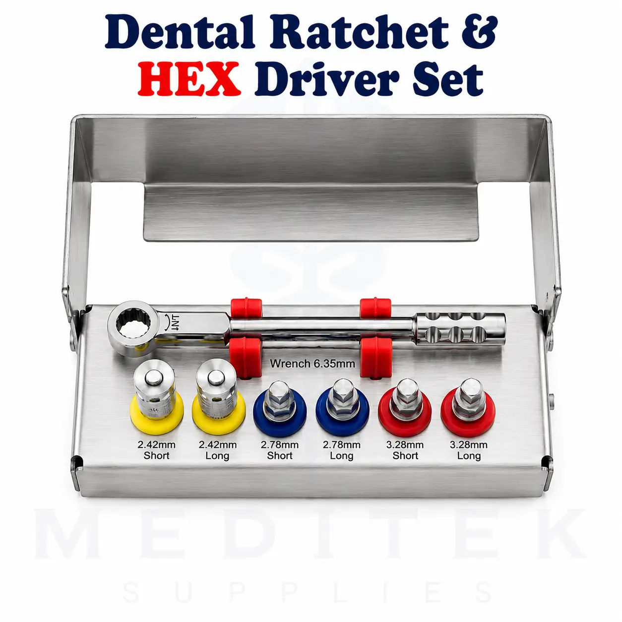 6.35mm Hex Dental Ratchet & Hand Driver Set with Bur Holder