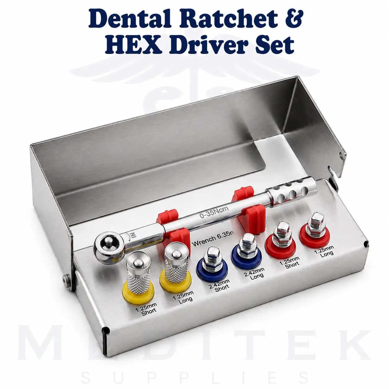 6.35mm Hex Dental Ratchet & Hand Driver Set with Bur Holder - Image 2