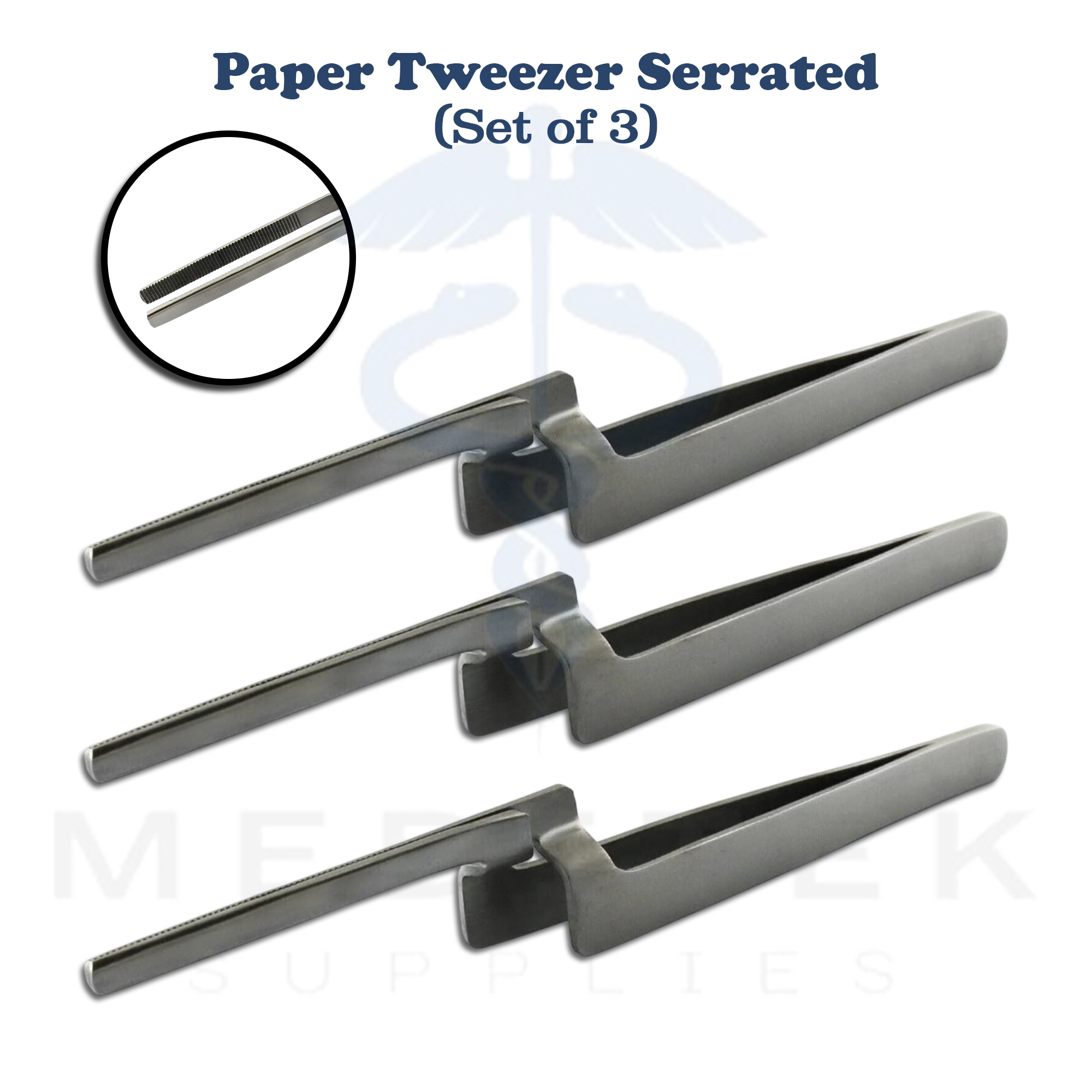 Dental Articulating Paper Holder with Serrated Tips – 3-Pack Straight Stainless Steel Forceps