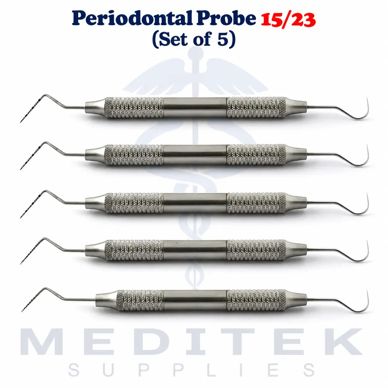 5PCS UNC 15/23 Color-Coded Periodontal Probe Set – Ergonomic Hollow Handle Kit