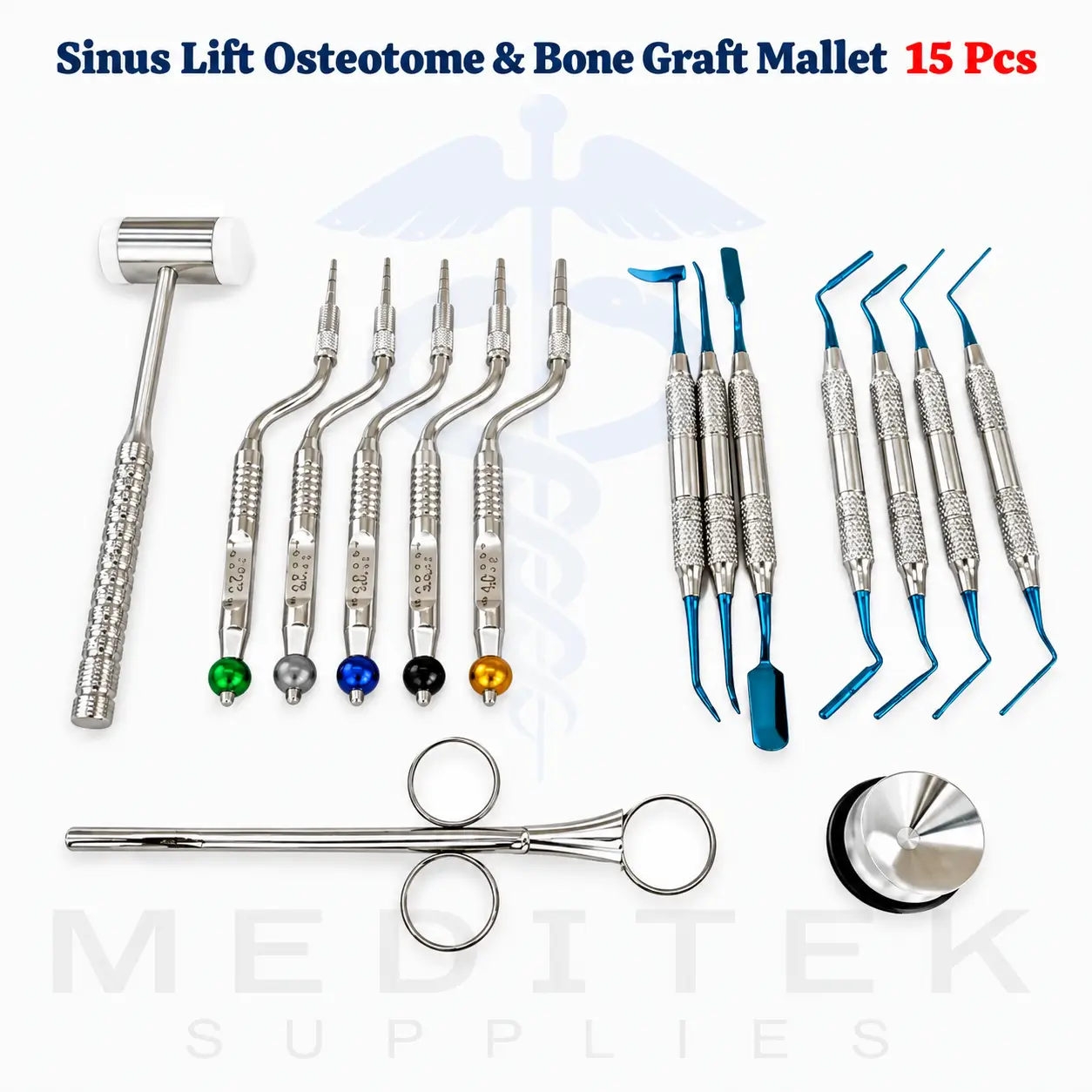 Implant Surgery Kit Sinus Lift Osteotome & Bone Graft Mallet Stainless Steel