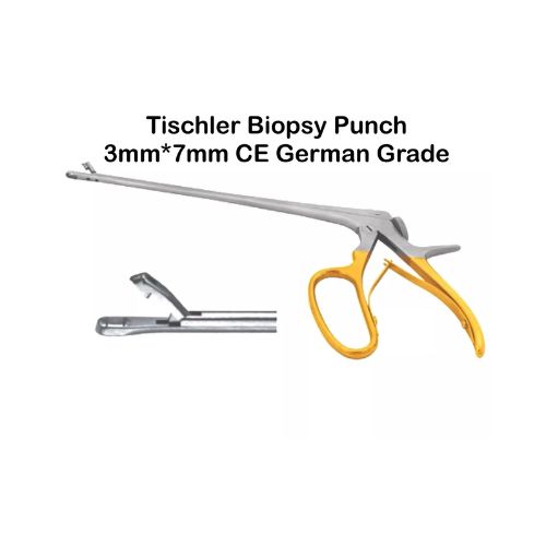 Tischler-Morgan Biopsy Forceps 3mmx7mm Bite 23cm Gold Handle Gynecology Surgical