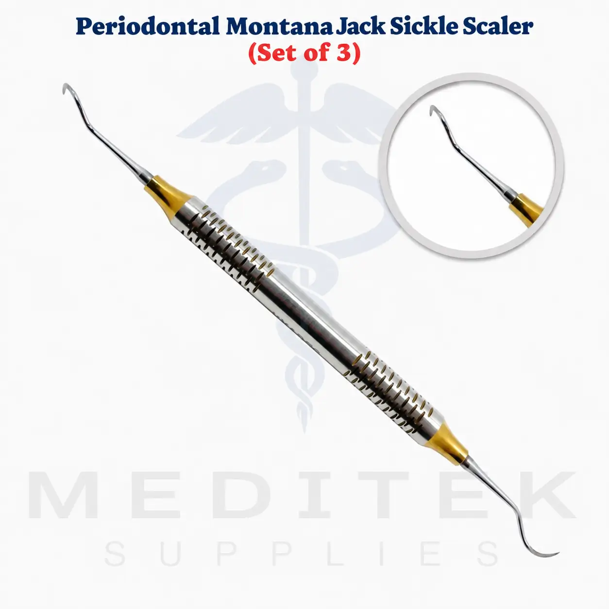 3 X Periodontal Montana Jack Sickle Scaler Light Double Ended Dental Instruments - Image 2