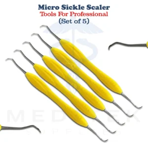 5 Dental Micro Sickle Scaler Periodontal Interproximal Scaling Silicone Handle
