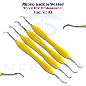 4 X Dental Micro Sickle Scaler Periodontal Interproximal Scaling Silicone Handle