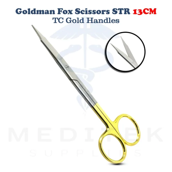 Fox Scissors Surgical Goldman Fox Scissors STR TC 13cm Tungsten Carbide Tissue ...