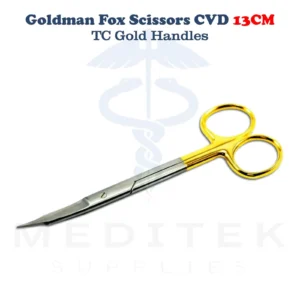 Surgical Goldman Fox Scissors Curved TC 13cm Tungsten Carbide Tissue Suture Cut