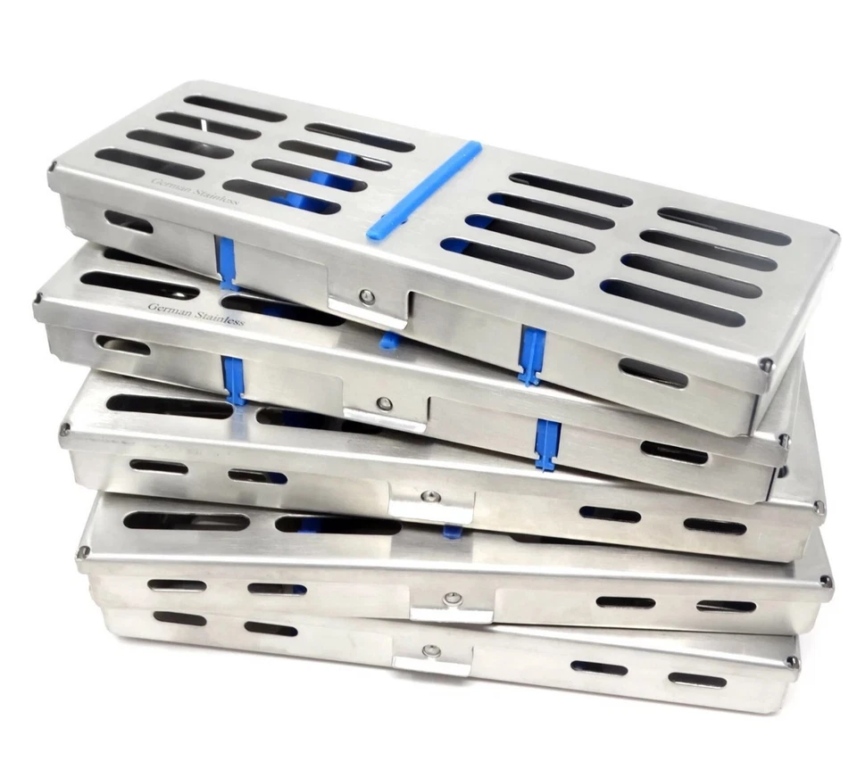 thumbnail interactive-video image 1 of Smile Dentale 10pk Sterilization Cassette Rack Trays – Holds 5 Dental Instruments – German Stainless Steel 1 of 5